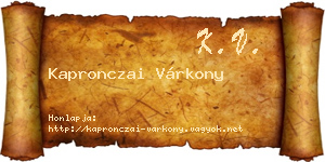 Kapronczai Várkony névjegykártya